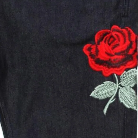 NWT Publish Brand Jeans Zachariah Floral Rose Embroidery Skinny Raw Indigo